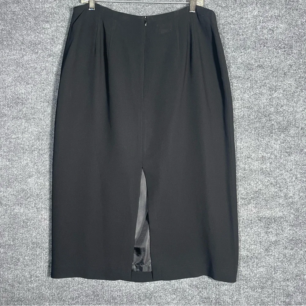 Talbots Women’s 16 Black‎ Midi Pencil Skirt Slit Professional Office Career Wear